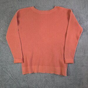L.L. Bean Waffle Knit Thermal Crewneck Sweater Men’s Large Salmon Cotton